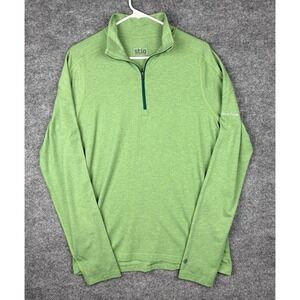 Stio Quarter 1/4 Zip Pullover Mens Medium Green Waystar Logo Performance Stretch